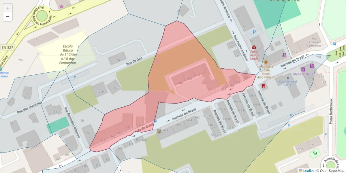 Mapa detalhado do código postal 3700-071 com limites, códigos postais vizinhos e agências dos correios