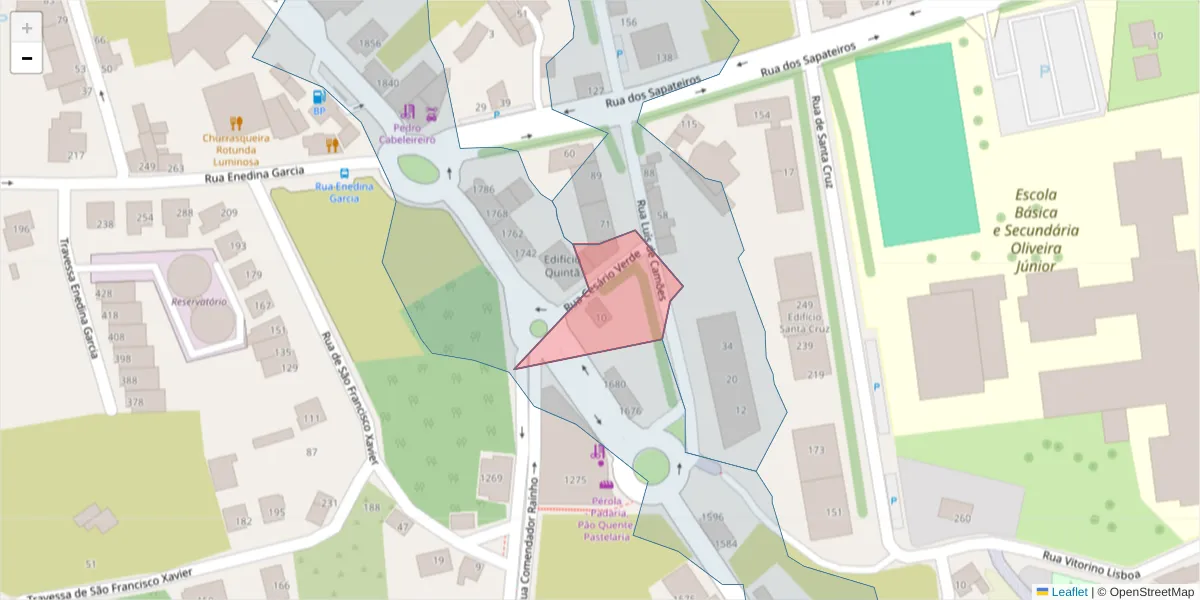 Mapa detalhado do código postal 3700-082 com limites, códigos postais vizinhos e agências dos correios