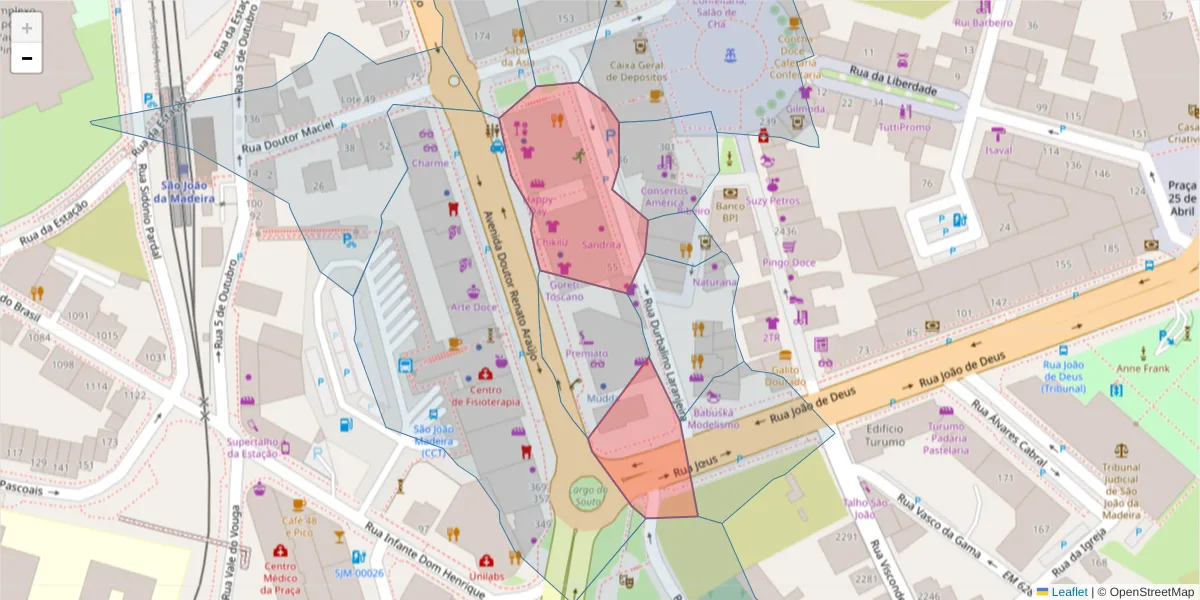 Mapa detalhado do código postal 3700-108 com limites, códigos postais vizinhos e agências dos correios