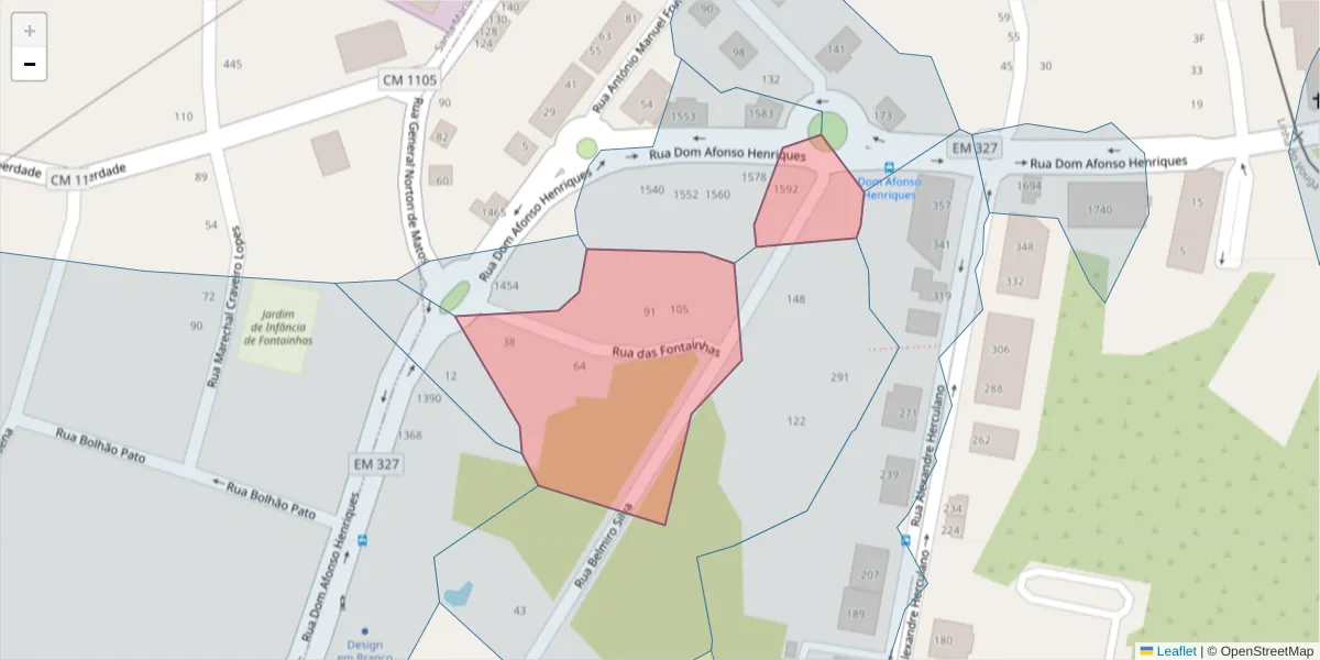 Mapa detalhado do código postal 3700-115 com limites, códigos postais vizinhos e agências dos correios