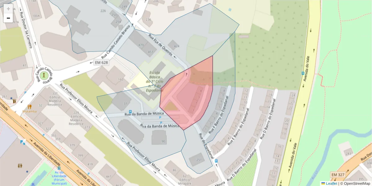 Mapa detalhado do código postal 3700-122 com limites, códigos postais vizinhos e agências dos correios