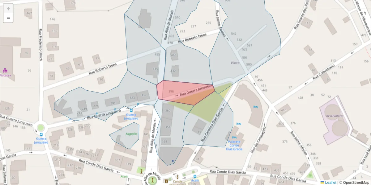 Mapa detalhado do código postal 3700-133 com limites, códigos postais vizinhos e agências dos correios