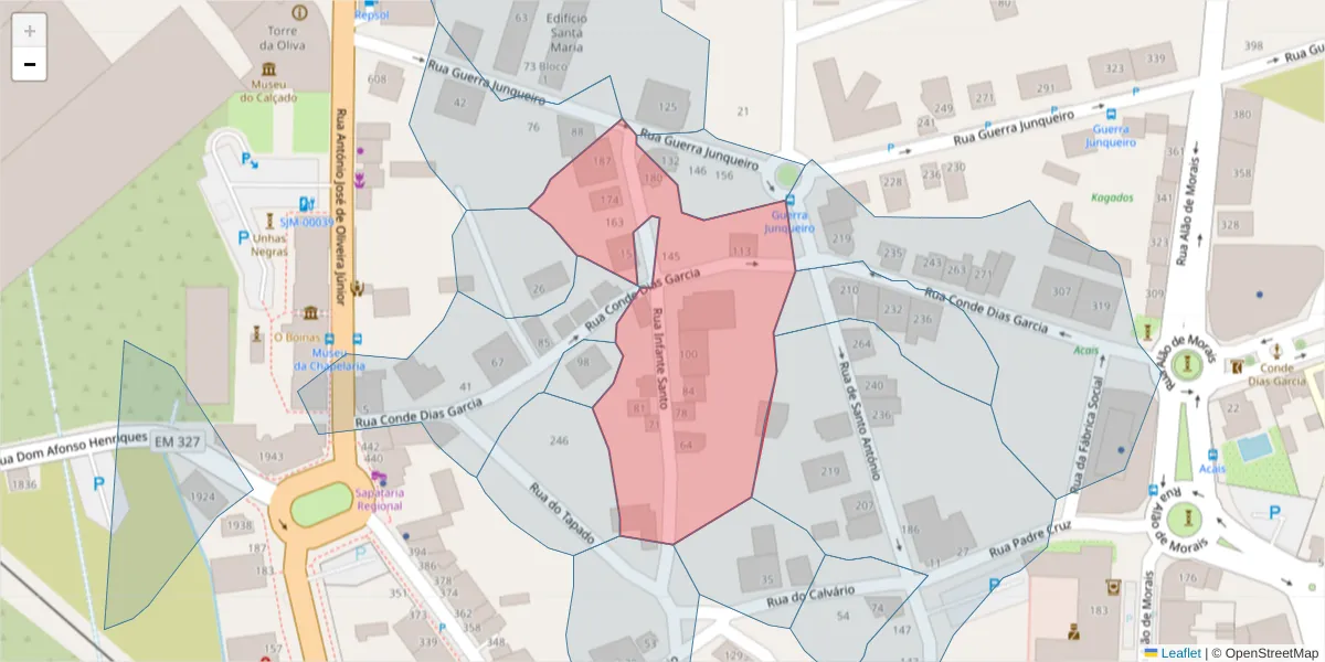 Mapa detalhado do código postal 3700-139 com limites, códigos postais vizinhos e agências dos correios