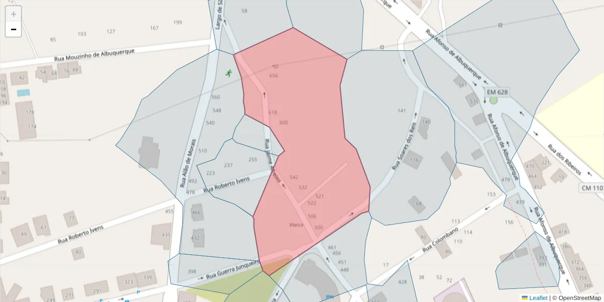 Mapa detalhado do código postal 3700-142 com limites, códigos postais vizinhos e agências dos correios
