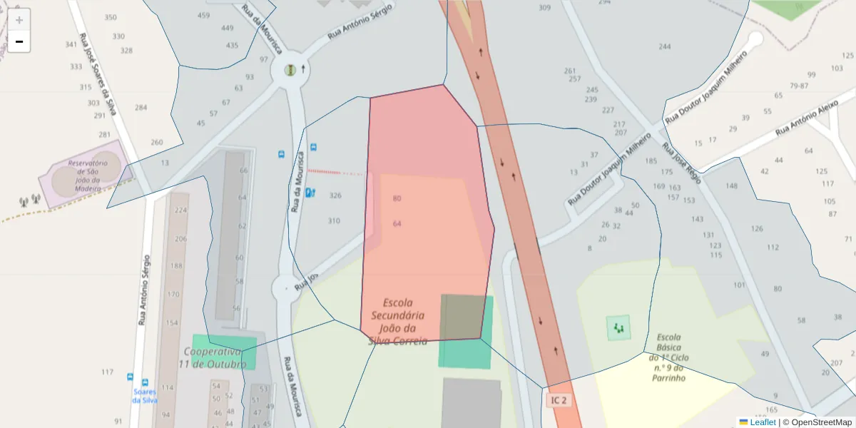 Mapa detalhado do código postal 3700-145 com limites, códigos postais vizinhos e agências dos correios