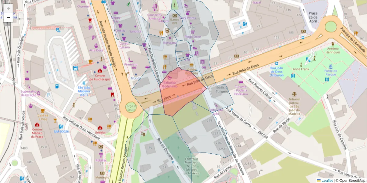 Mapa detalhado do código postal 3700-151 com limites, códigos postais vizinhos e agências dos correios