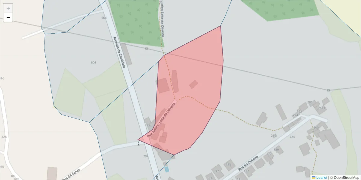 Mapa detalhado do código postal 3700-162 com limites, códigos postais vizinhos e agências dos correios