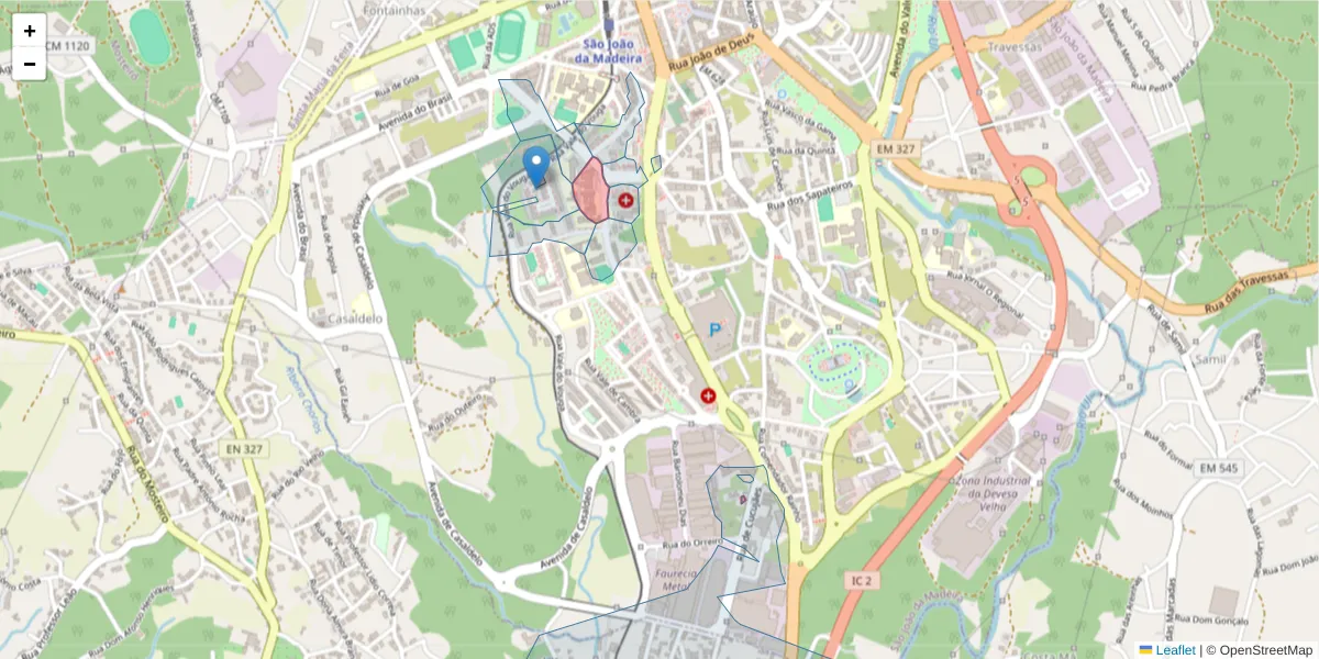 Mapa detalhado do código postal 3700-183 com limites, códigos postais vizinhos e agências dos correios