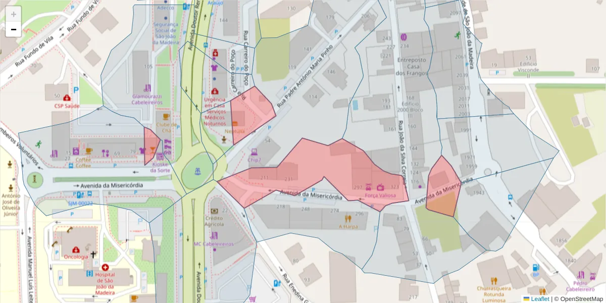 Mapa detalhado do código postal 3700-193 com limites, códigos postais vizinhos e agências dos correios