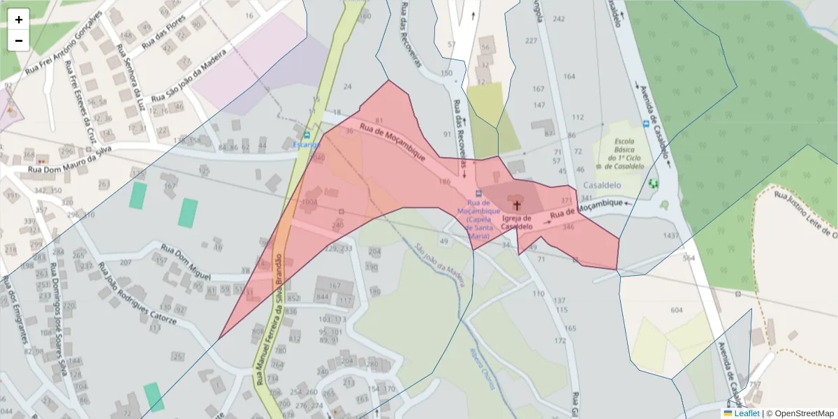 Mapa detalhado do código postal 3700-194 com limites, códigos postais vizinhos e agências dos correios