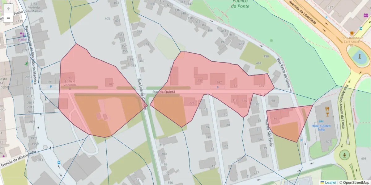 Mapa detalhado do código postal 3700-198 com limites, códigos postais vizinhos e agências dos correios