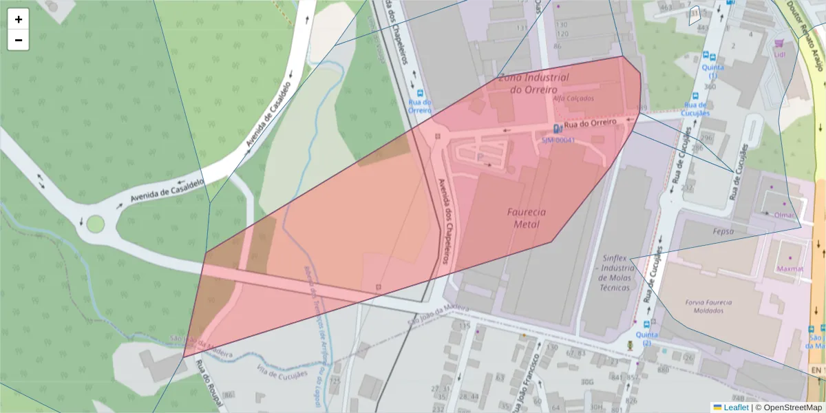 Mapa detalhado do código postal 3700-211 com limites, códigos postais vizinhos e agências dos correios