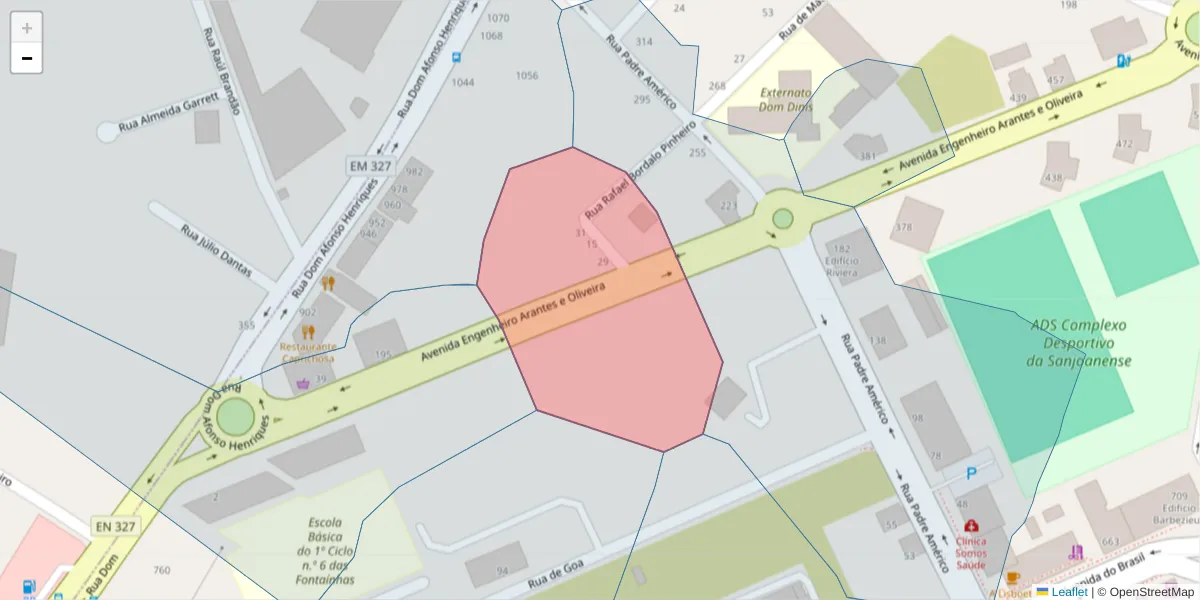 Mapa detalhado do código postal 3700-229 com limites, códigos postais vizinhos e agências dos correios
