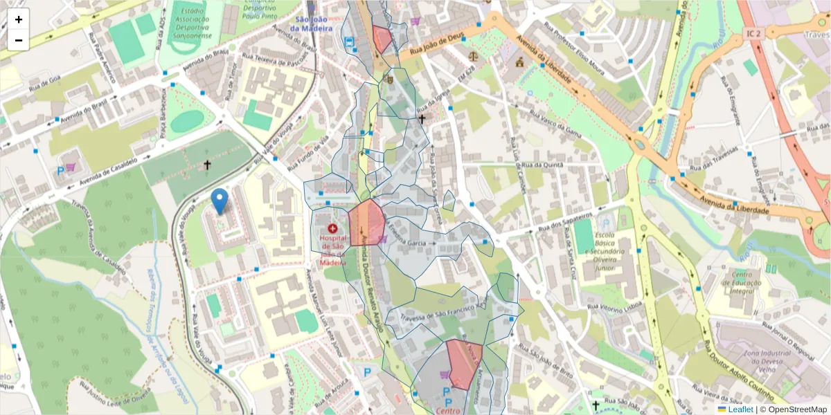 Mapa detalhado do código postal 3700-240 com limites, códigos postais vizinhos e agências dos correios
