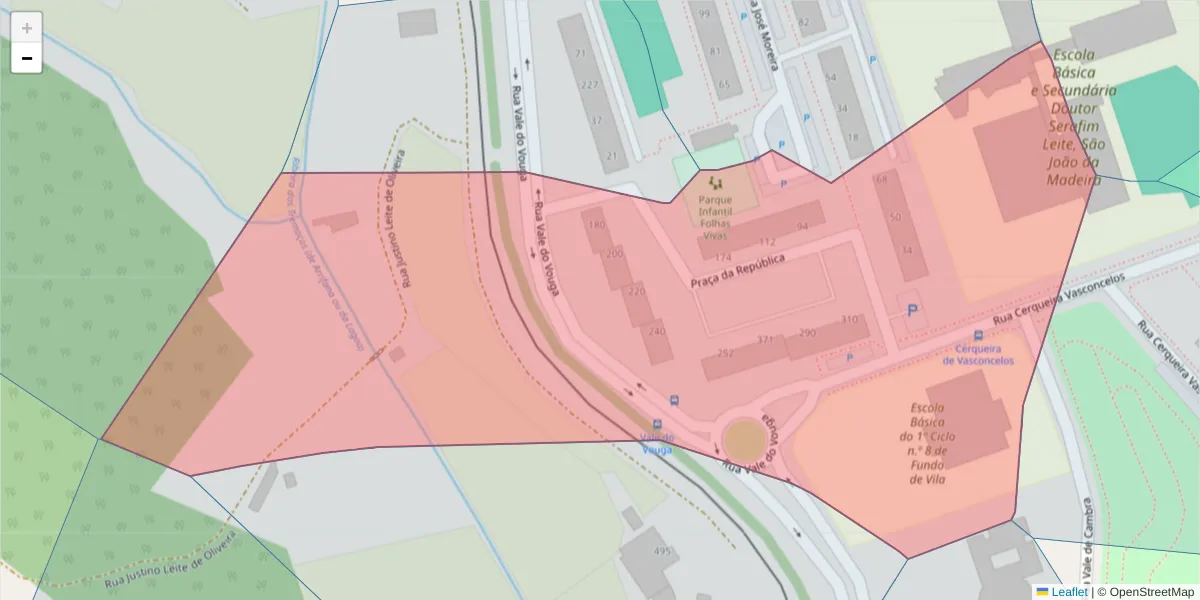 Mapa detalhado do código postal 3700-246 com limites, códigos postais vizinhos e agências dos correios