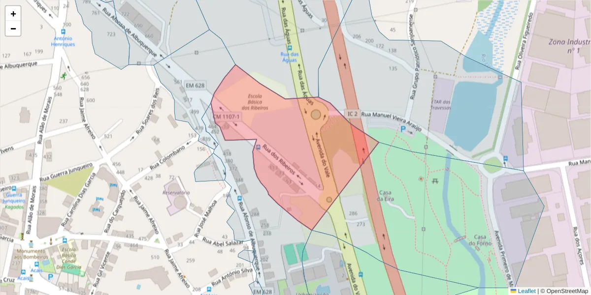 Mapa detalhado do código postal 3700-249 com limites, códigos postais vizinhos e agências dos correios