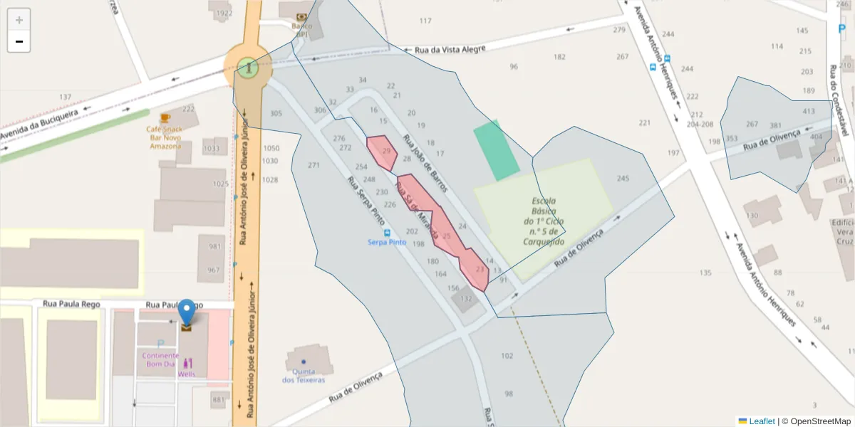 Mapa detalhado do código postal 3700-256 com limites, códigos postais vizinhos e agências dos correios