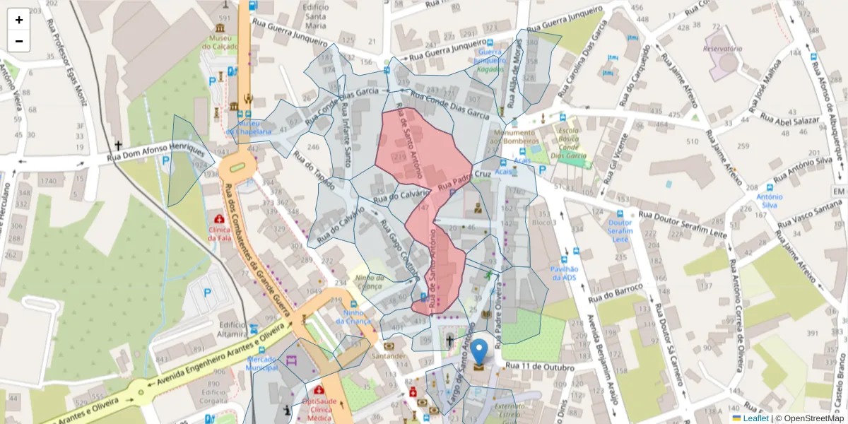 Mapa detalhado do código postal 3700-261 com limites, códigos postais vizinhos e agências dos correios