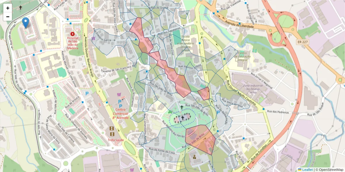 Mapa detalhado do código postal 3700-265 com limites, códigos postais vizinhos e agências dos correios