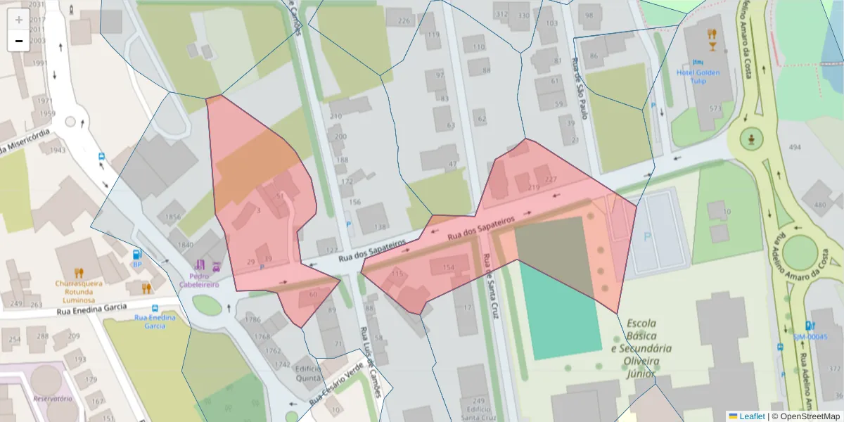 Mapa detalhado do código postal 3700-276 com limites, códigos postais vizinhos e agências dos correios