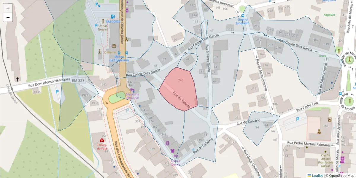 Mapa detalhado do código postal 3700-290 com limites, códigos postais vizinhos e agências dos correios