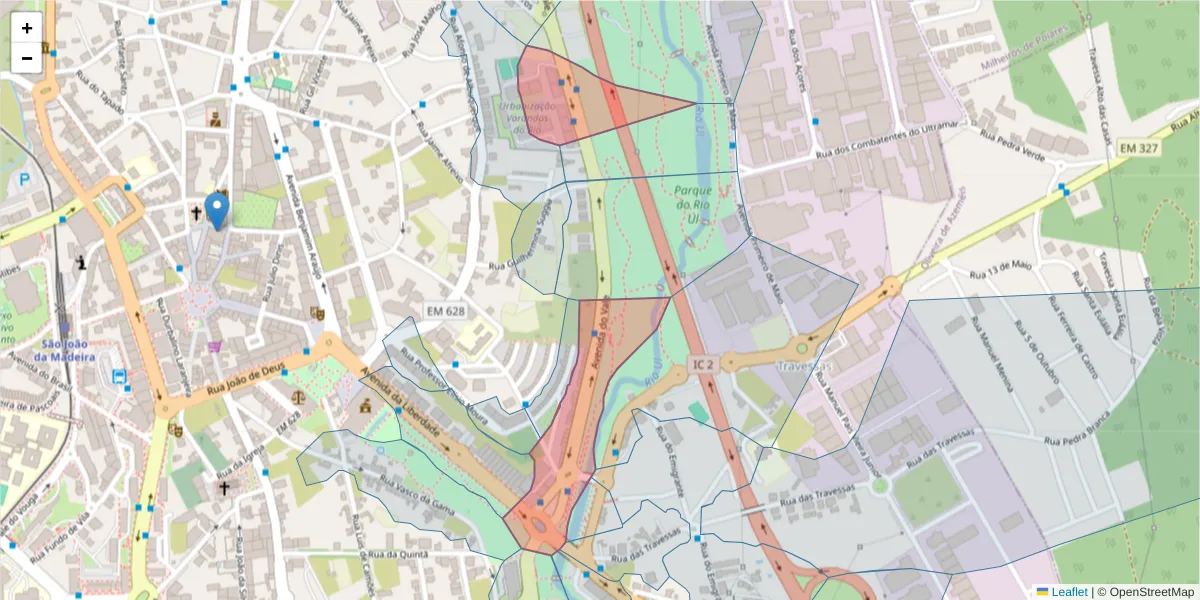 Mapa detalhado do código postal 3700-295 com limites, códigos postais vizinhos e agências dos correios