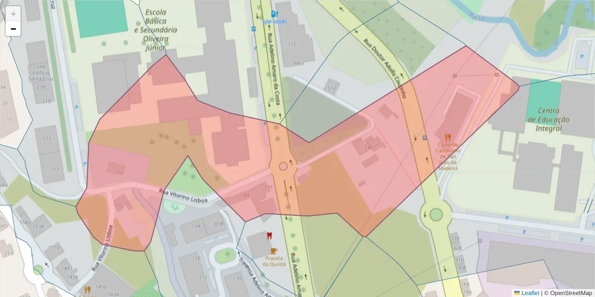 Mapa detalhado do código postal 3700-306 com limites, códigos postais vizinhos e agências dos correios