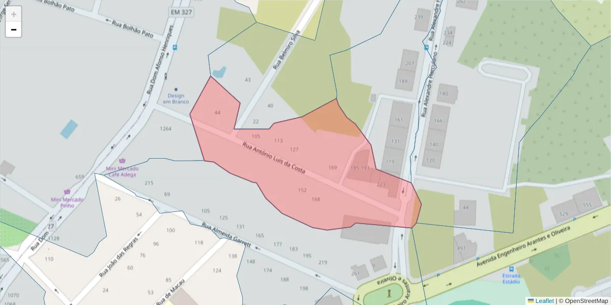 Mapa detalhado do código postal 3700-310 com limites, códigos postais vizinhos e agências dos correios