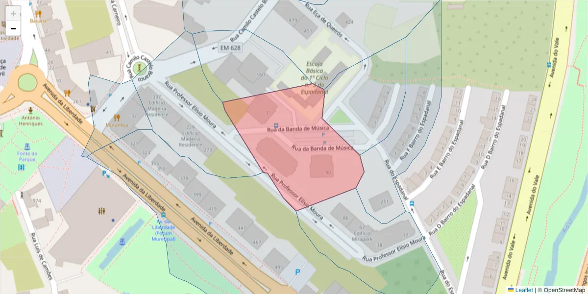 Mapa detalhado do código postal 3700-324 com limites, códigos postais vizinhos e agências dos correios