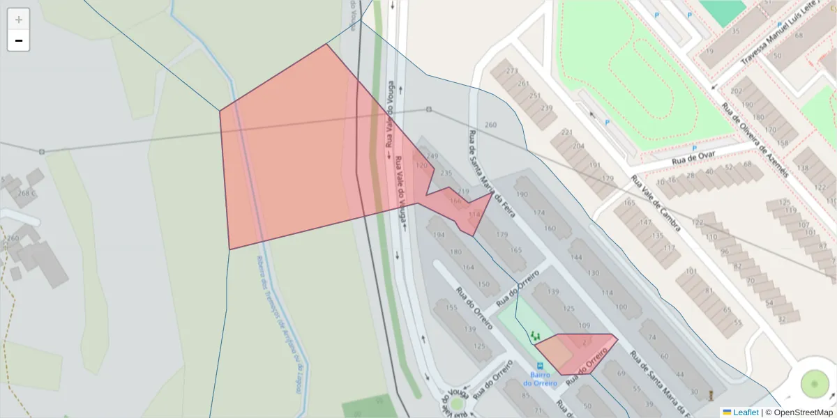 Mapa detalhado do código postal 3700-327 com limites, códigos postais vizinhos e agências dos correios