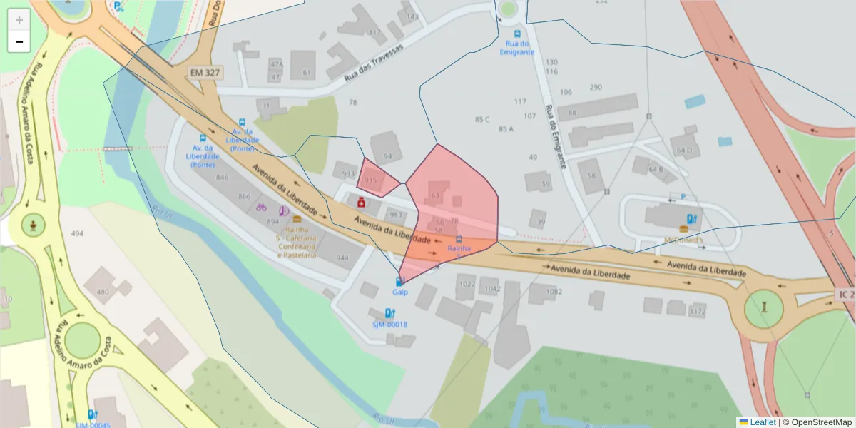 Mapa detalhado do código postal 3700-337 com limites, códigos postais vizinhos e agências dos correios