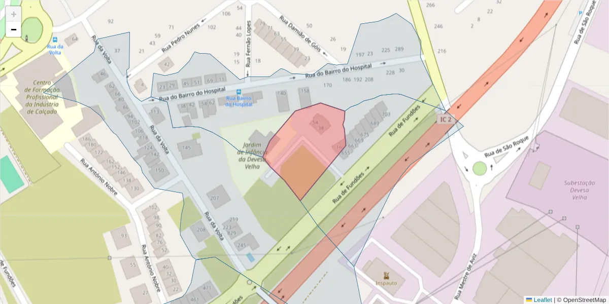 Mapa detalhado do código postal 3700-341 com limites, códigos postais vizinhos e agências dos correios