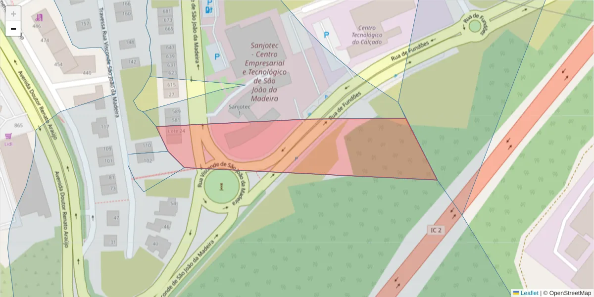 Mapa detalhado do código postal 3701-501 com limites, códigos postais vizinhos e agências dos correios