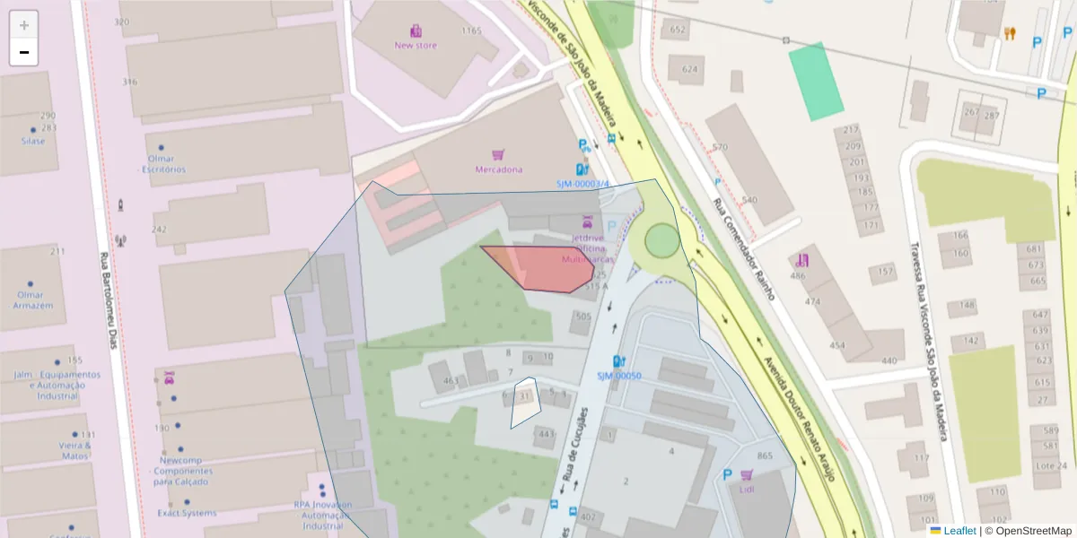 Mapa detalhado do código postal 3709-096 com limites, códigos postais vizinhos e agências dos correios