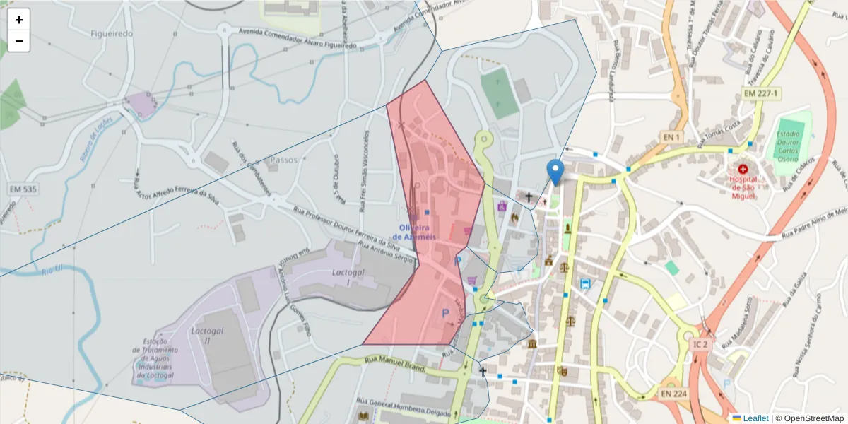 Mapa detalhado do código postal 3720-230 com limites, códigos postais vizinhos e agências dos correios
