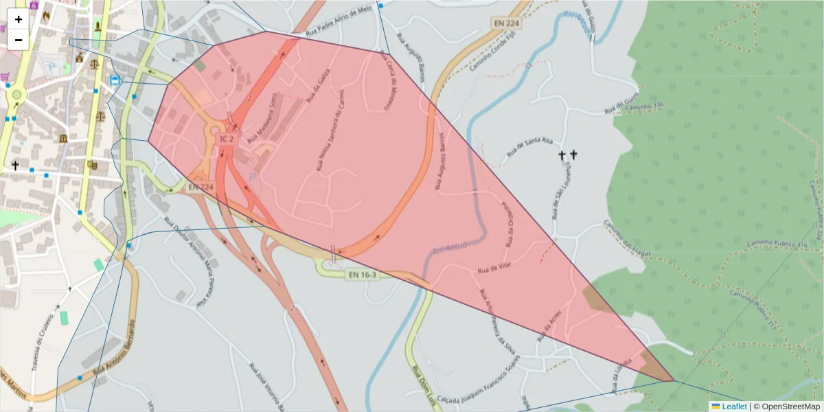 Mapa detalhado do código postal 3720-271 com limites, códigos postais vizinhos e agências dos correios