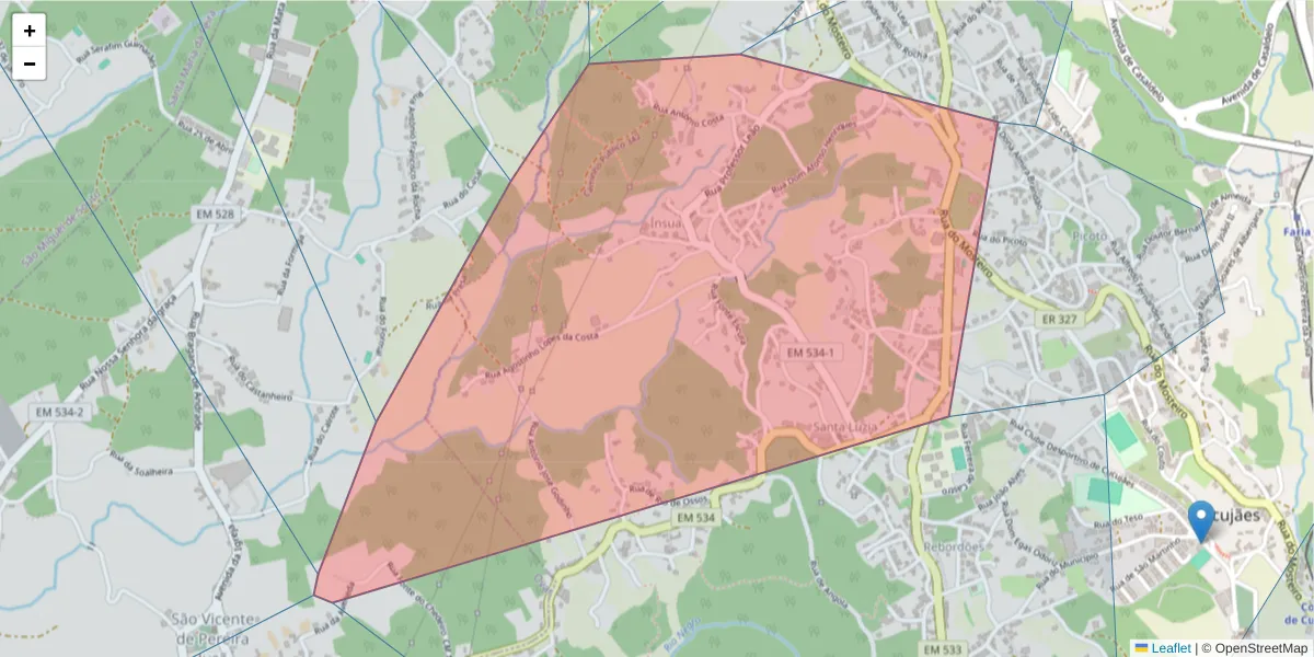 Mapa detalhado do código postal 3720-763 com limites, códigos postais vizinhos e agências dos correios