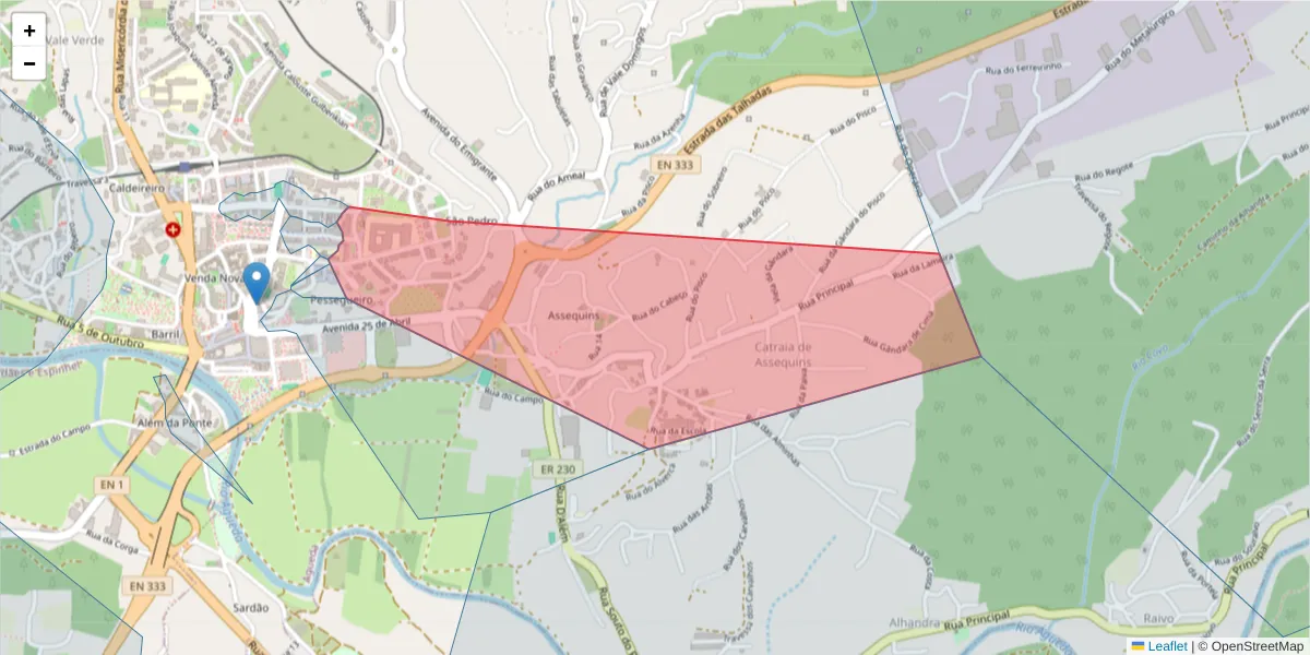 Mapa detalhado do código postal 3750-106 com limites, códigos postais vizinhos e agências dos correios