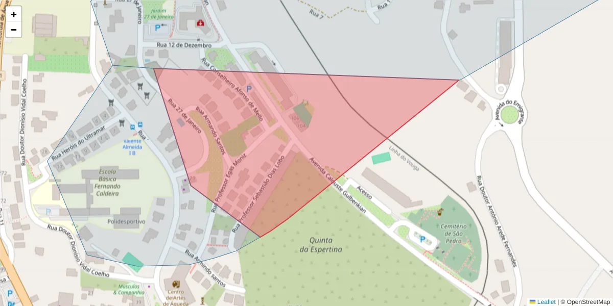 Mapa detalhado do código postal 3750-117 com limites, códigos postais vizinhos e agências dos correios