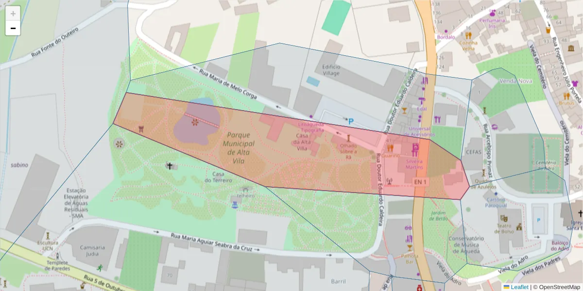 Mapa detalhado do código postal 3750-148 com limites, códigos postais vizinhos e agências dos correios