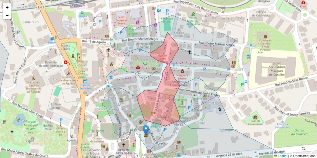 Mapa detalhado do código postal 3750-157 com limites, códigos postais vizinhos e agências dos correios