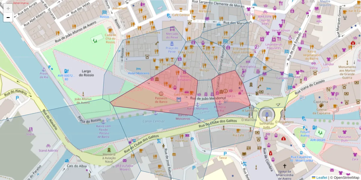 Mapa detalhado do código postal 3800-200 com limites, códigos postais vizinhos e agências dos correios
