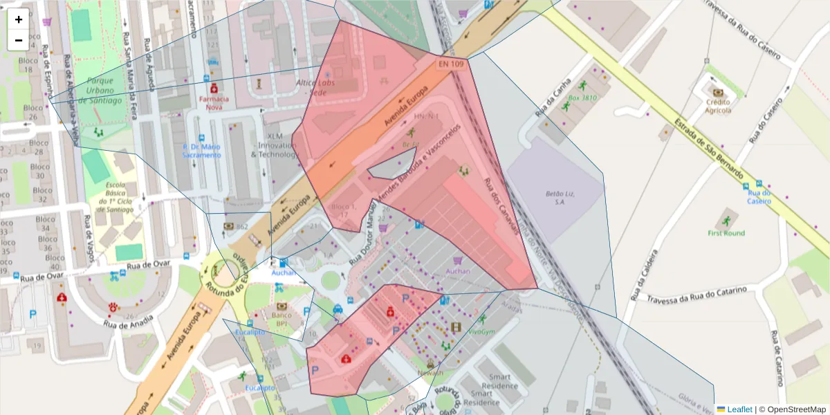 Mapa detalhado do código postal 3810-948 com limites, códigos postais vizinhos e agências dos correios