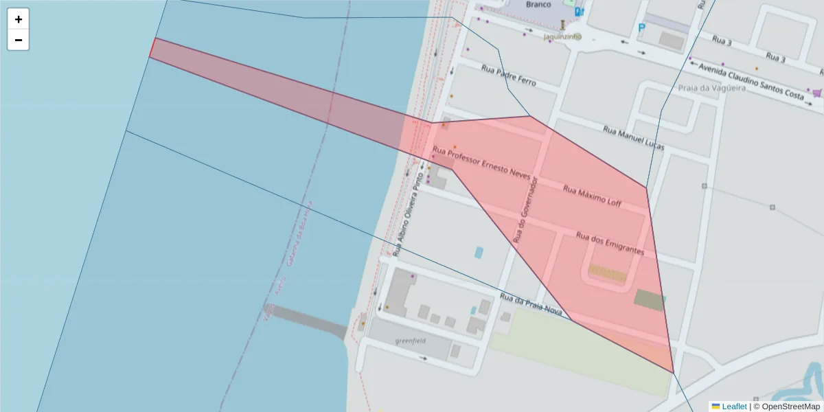 Mapa detalhado do código postal 3840-285 com limites, códigos postais vizinhos e agências dos correios