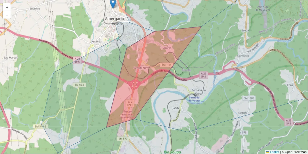 Mapa detalhado do código postal 3850-089 com limites, códigos postais vizinhos e agências dos correios