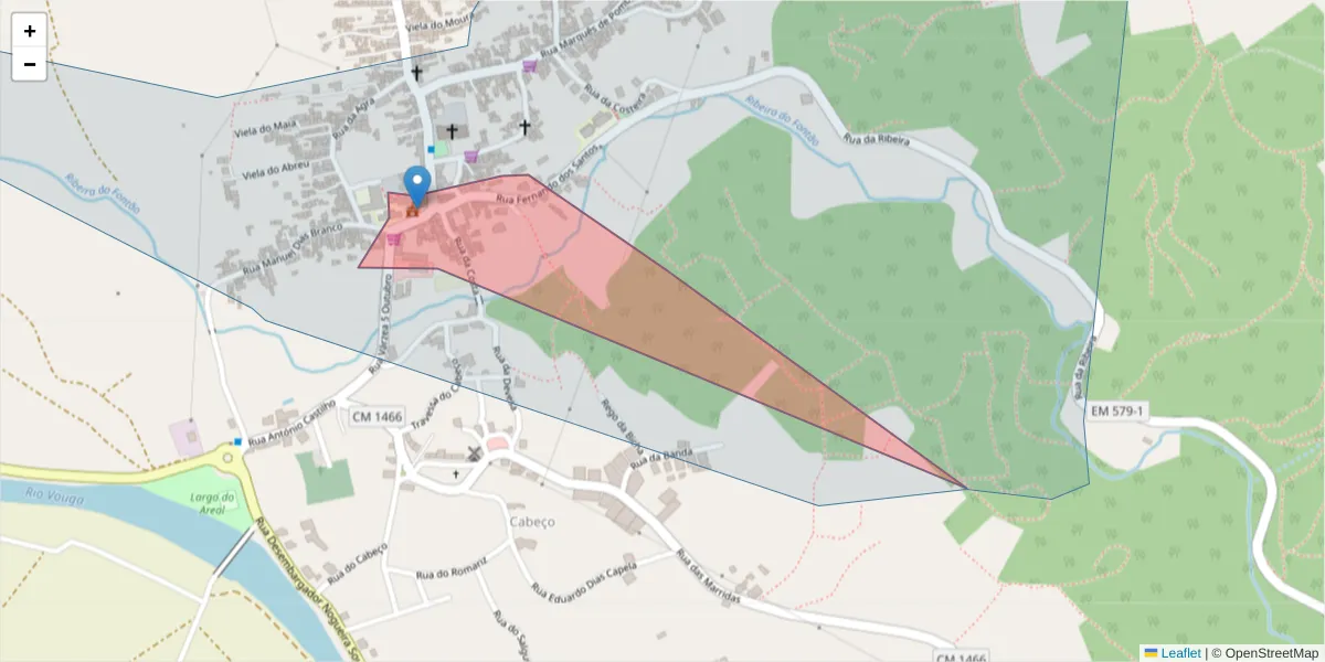 Mapa detalhado do código postal 3850-426 com limites, códigos postais vizinhos e agências dos correios