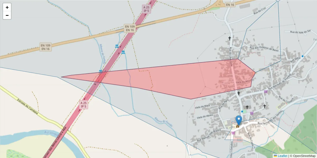 Mapa detalhado do código postal 3850-430 com limites, códigos postais vizinhos e agências dos correios