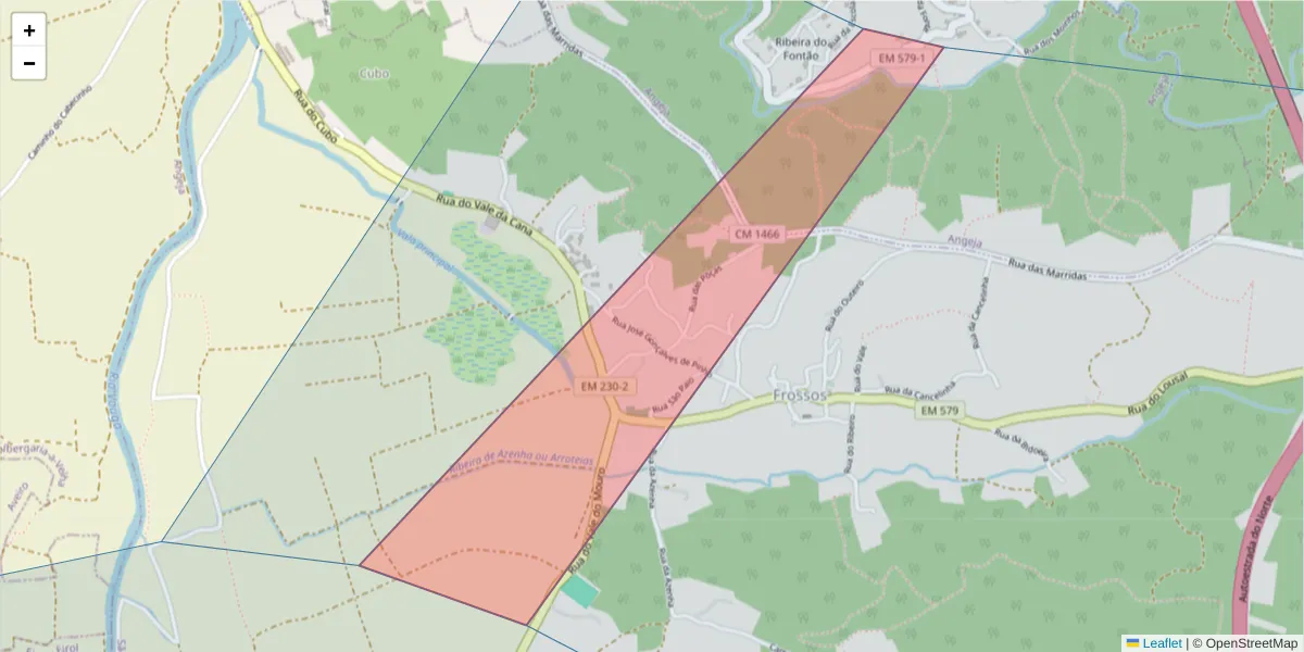 Mapa detalhado do código postal 3850-631 com limites, códigos postais vizinhos e agências dos correios