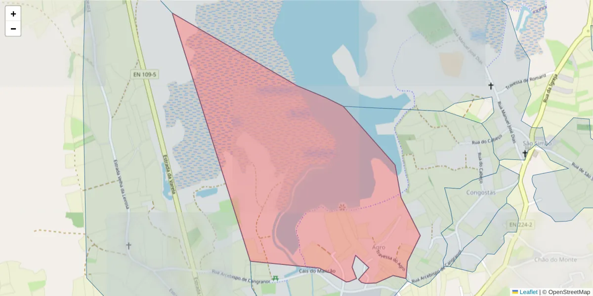 Mapa detalhado do código postal 3870-011 com limites, códigos postais vizinhos e agências dos correios