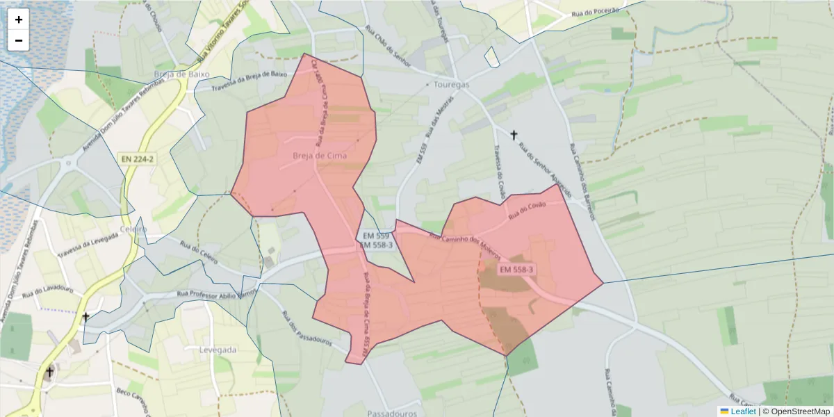 Mapa detalhado do código postal 3870-013 com limites, códigos postais vizinhos e agências dos correios